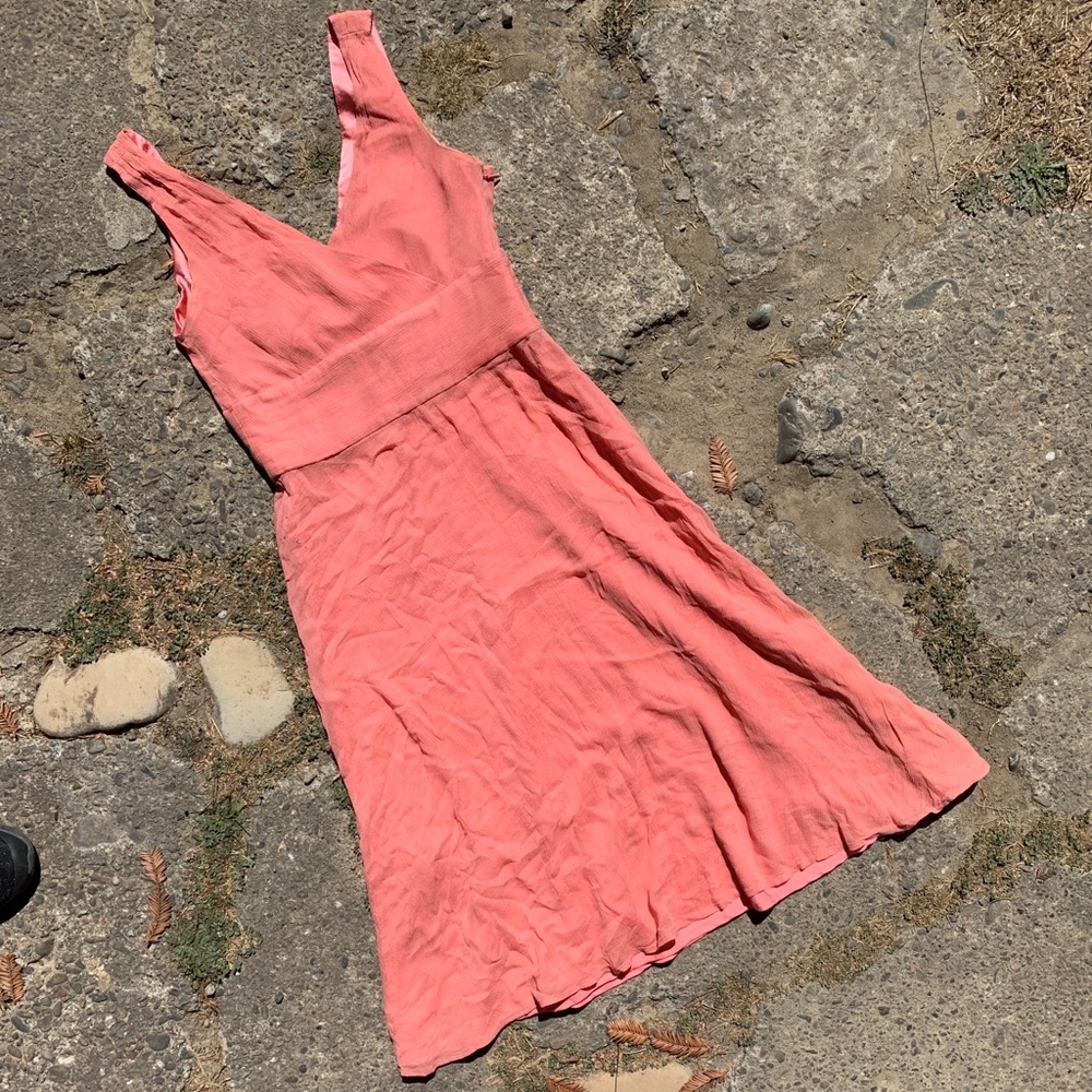J. Crew vintage silk coral side zip fully lined flowy mid length dress - Picture 13 of 16